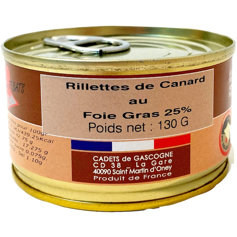 Conserve de Rillettes de canard au foie gras...